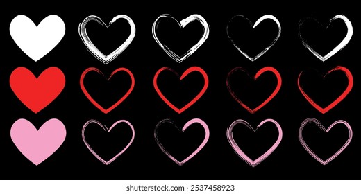 Love passion concept. Romantic design. Valentine's Day concept. Heart vector icons. Vector set heart shape. Hearts in the black background. Vector illustration.