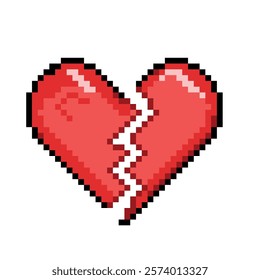 Love, Passion, and trust symbol, Pixel Heart in 8-bit game style vector illustration. Design Element for Valentine s day, isolated on white background.