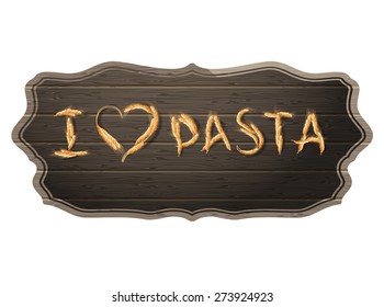 I Love Pasta concept with copyspace. EPS 10 vector file included