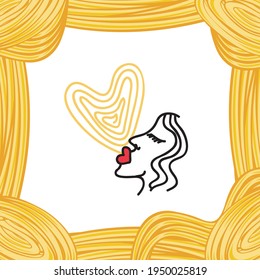 I love pasta. Vector illustration