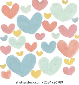 love pastel valentine hand drawn watercolor illustration clipart	
