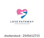 love pathway logo design concept vector template