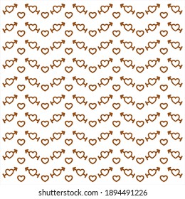 Love pattern background with brown border style for Valentine's Day celebration