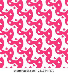 Love pattern background with pink hearts on white background, Cute heart wallpaper. Valentine heart seamless pattern for prints, textile, wrapping, fabric, package, cover.