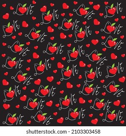 Love Pattern With Black Background Vector