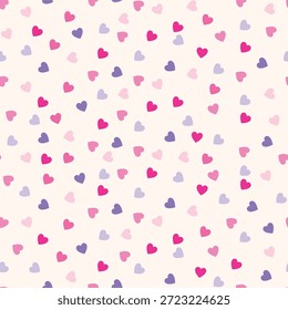 Love Pattern mit Confetti Nubes. Handgezeichnetes Herzdesign. Happy Valentines Day Hintergrund perfekt für Einladungen, Karten, Druck, Bekleidung, Poster, Web, Packpapier. Vektorgrafik