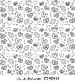 Love pattern with decorative hearts