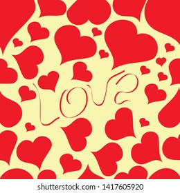 love the pattern drawn by the author , performed with the use of hearts and the inscription love . suitable for fabric and clothing design , print for mugs and more .