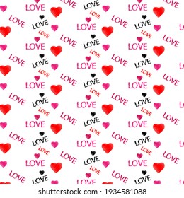 Love pattern. Gift paper. Doodle written.