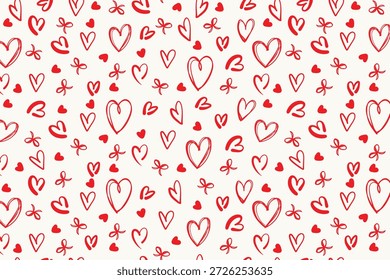 Patrón de amor con números dibujados a mano. Diseño de corazón. Fondo de feliz día de San Valentín perfecto para invitaciones, tarjetas, impresión, ropa, póster, Web, papel de regalo. Ilustración vectorial