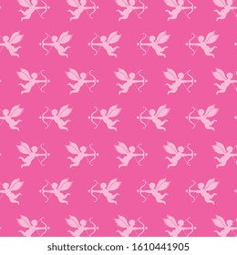 love pattern pink background with silhouette angels. vector illustration