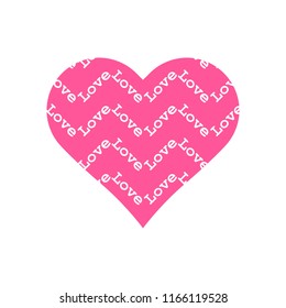 Love pattern in pink heart icon vector on white background.