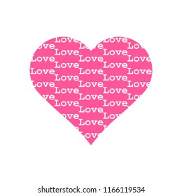 Love pattern in pink heart icon vector on white background.