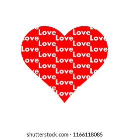 Love pattern in red heart icon vector on white background.