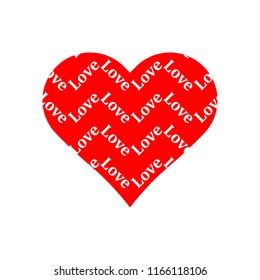 Love pattern in red heart icon vector on white background.