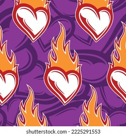 Love Muster nahtlose Muster-Design mit Liebe Herz und Feuer Flamme Vektorgrafik für Druck, Valentinstag Packpapier, Postkarte, Tapete und Textil
