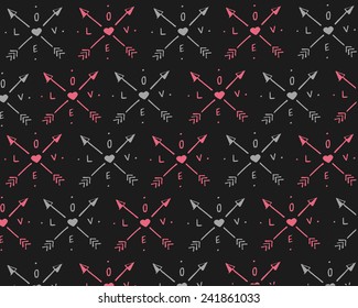 Love pattern vector illustration of a heart and two arrows on a badge