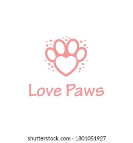 Love paw logo template design, good use for veterinary