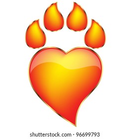 Love paw print .Vector