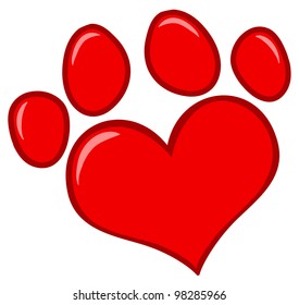 Love Paw Print. Vector Illustration