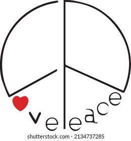 Love and Peace- Antiwar Symbol, Icon, Logo, Illustration