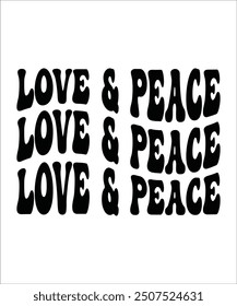 LOVE and PEACE Groovy, wavy Bundle, Cute, Retro, Boho, Hippie, bundle, Inspirational, Motivational, T shirt Designs, Trendy