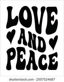 LOVE and PEACE Groovy, wavy Bundle, Cute, Retro, Boho, Hippie, bundle, Inspirational, Motivational, T shirt Designs, Trendy