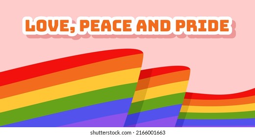 Love, Peace und Stolz Banner mit LGBT Flag Wave