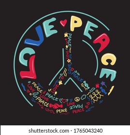 love   peace sign vector illustration isolated  Perfect for T  shirt print 