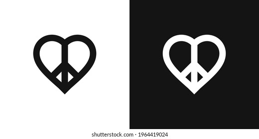 Love Peace Sign. Vector Peace and Love Symbol. Flat Style Vector Icon Symbol with Love Heart Peace Sign