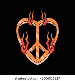 love peace tattoo vector design