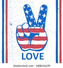 love peace victory fingers retro icon vector tee shirt illustration pajama graphic textile print design 