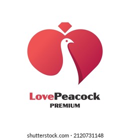 Love peacock abstract logo icon vector concept graphic design
