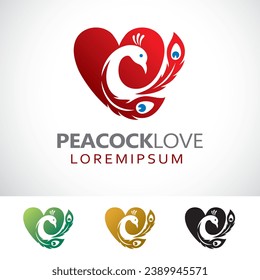 Plantilla de diseño del logotipo de Love Peacock