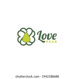 Love Pear Logo Design Vector