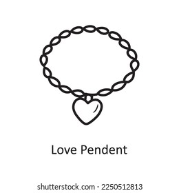 Love Pendent vector outline hand draw Icon design illustration. Valentine Symbol on White background EPS 10 File