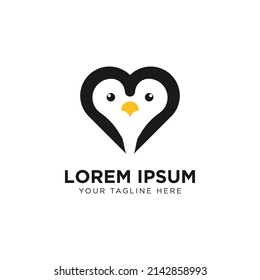 Love penguin logo icon vector template