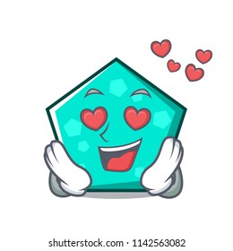 In love pentagon mascot cartoon style