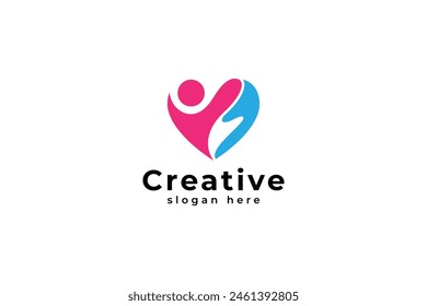 love people care logo in flat template vector design style