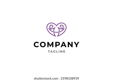 love people care logo in flat line design style