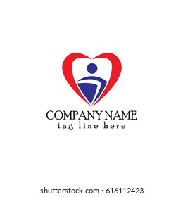 Love people logo in blue and red