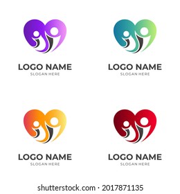love people logo, love and people, combination with flat colorful style