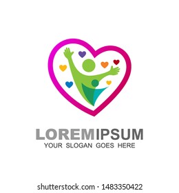 Love and people logo design template, family icon ,charity icon
