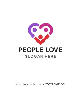 Love Menschen Logo-Vorlage im einfachen Stil. Familie und Herz, Vektorgrafik
