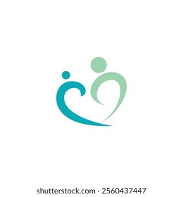 Love People Logo vector. Heart Human Icon. Mom and Child Logo