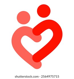 Love People Logo vector. Heart Human Icon. Mom and Child Logo