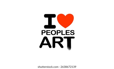 i love peoples art , black and red isolated silhouette