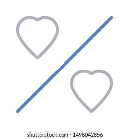 love percentage colour line vector icon