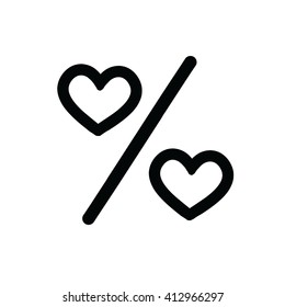 Love percentage.  Percentage icon vector. 