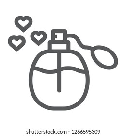 Love perfume line icon, aroma and romantic, fluid bottle sign, vector graphics, a linear pattern on a white background, eps 10.